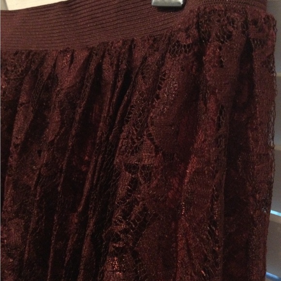 Pink Martini Burgundy Pleated Lace Skirt, Size S - Picture 7 of 8